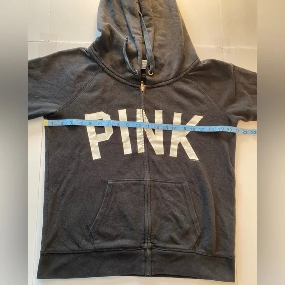 PINK Victorias Secret Black zip hoodie  Large - Picture 3 of 6